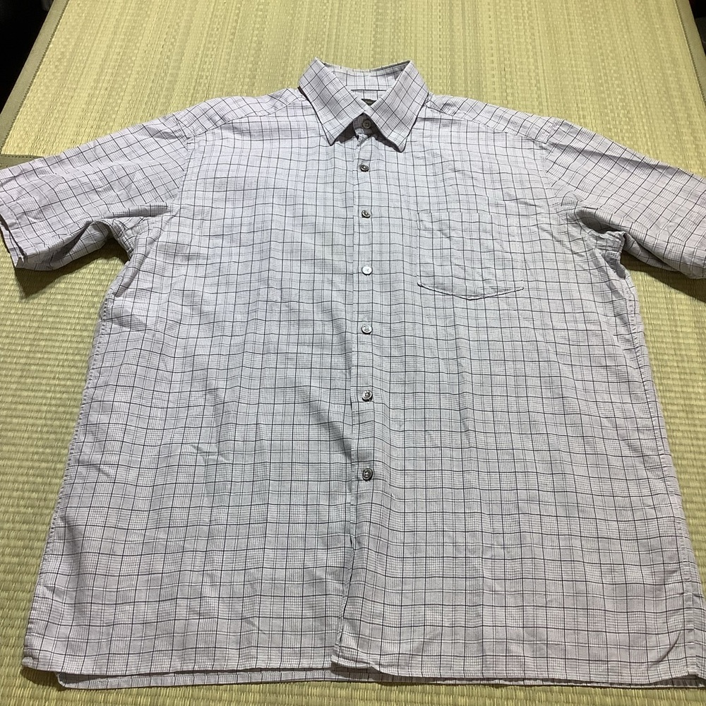 Ermenegildo Zegna Short Sleeve Button Down Shirt XXL Men's Gray Checkered Shirt